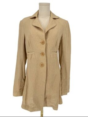 Tailored Beige Button-Front Trench Coat
